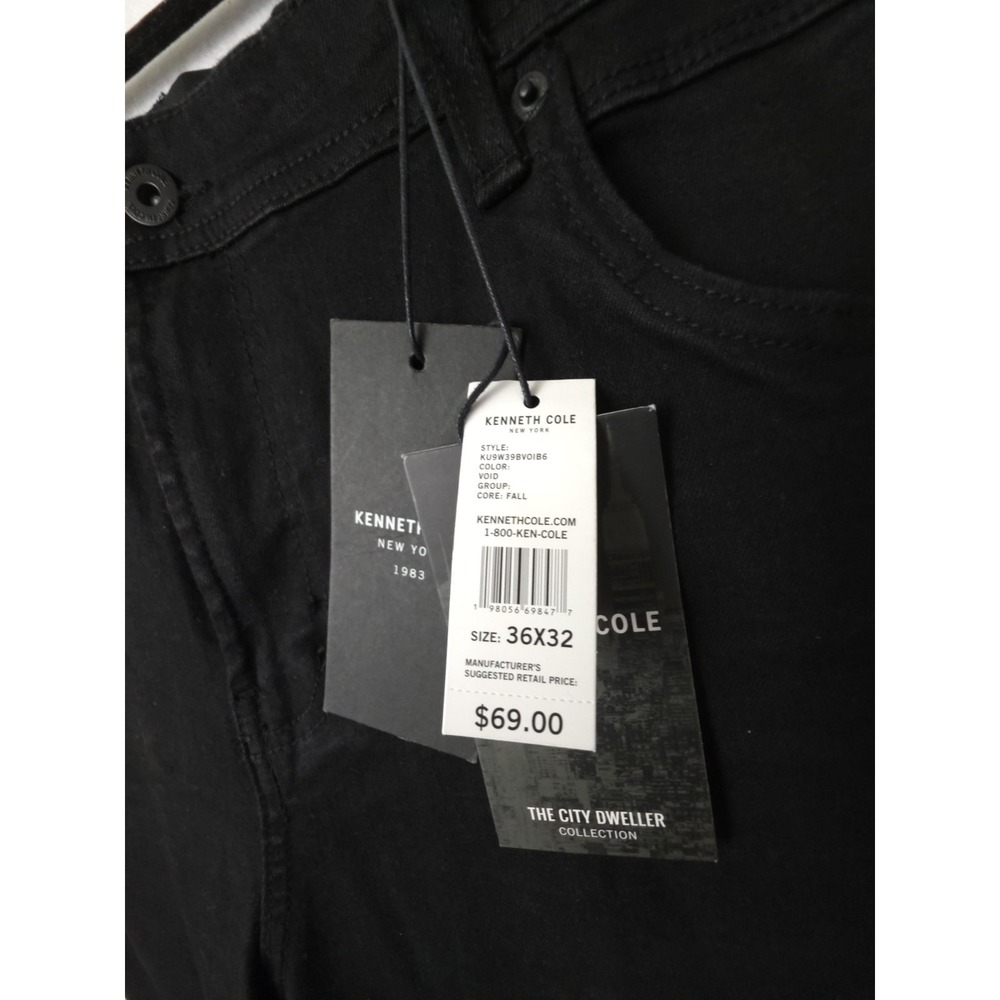 Kenneth Cole Mens Straight Fit Number 2 Jeans Black 36x32 Stretch NWT - Picture 3 of 11